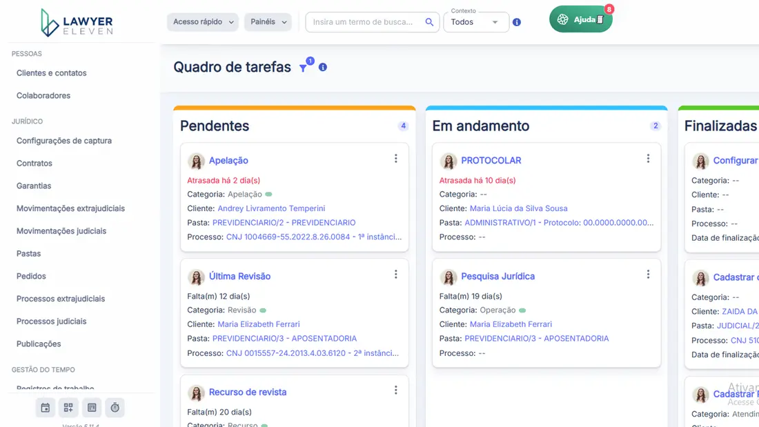 Controle de processos e prazos